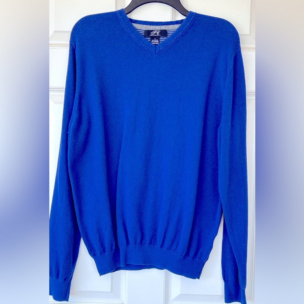 Foxcroft Brand Men’s Cashmere Blend V-Neck Sweater Large